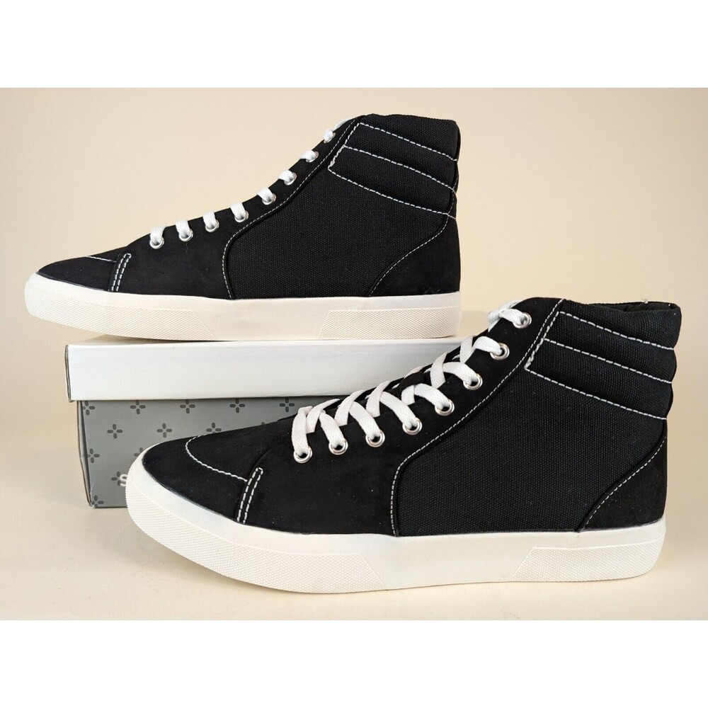 Sun + Stone Jett High Top Sneakers Mens 13 Black Canvas Casual Lace Up Shoes NEW